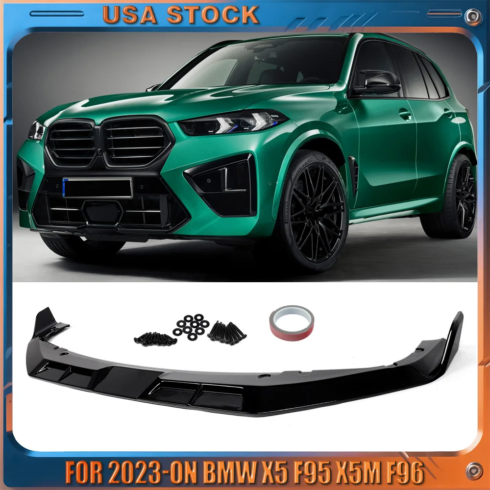 Splitter per paraurti anteriore nero lucido per BMW X5M F95 M50i F96 X6M 2023 2024, protezione inferiore paraurti, kit carrozzeria in ABS