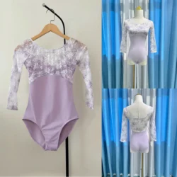 Adult Professional Ballet Leotard Elegant Long Sleeve Practice Ballet Dancing Clothes Women Dance Team Gymnastics Coverall