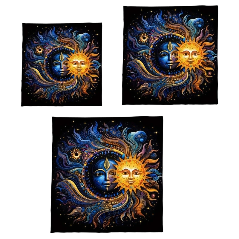 Tarots Tablecloth Divinations Tapestry Moon & Sun Astrologys Tablecloth Decors A2UF