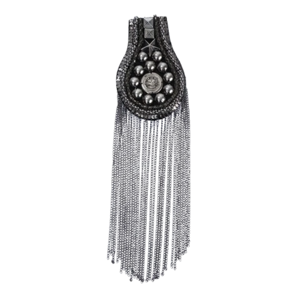 Pin Club Tassel Chain Epaulette Breastpin Crystal Rivet Shoulder Badges Cool Shiny Jacket Vintage Brooch Stage performance
