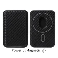 Strong Magnetic For Magsafe Card Holder Wallet For iPhone 15 14 13 12 Samsung S24Ultra S23 Carbon Fiber Saffiano Leather Wallets