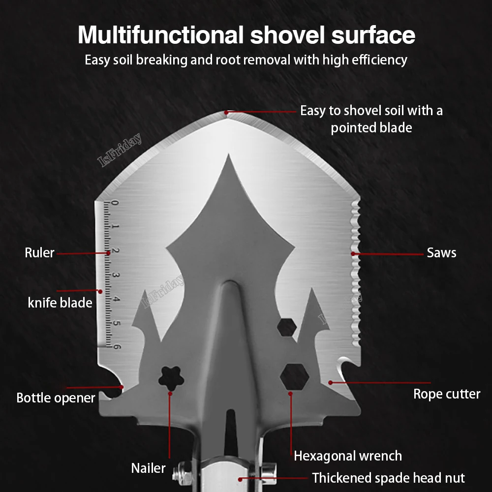 Imagem -05 - Militar Tático Multifuncional Shovel Grupo Ferramentas de Pepitas ao ar Livre Camping Survival Folding Spade Tool Equipamento do Carro Conjunto de pá de Neve