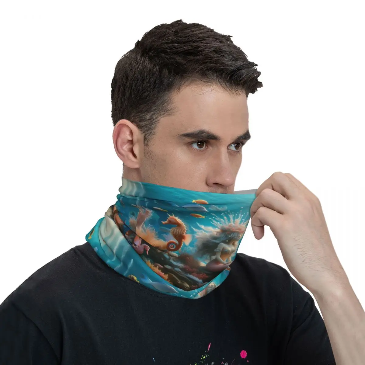 Mermaid Scarf Neckerchief Neck Face Mask Polyester