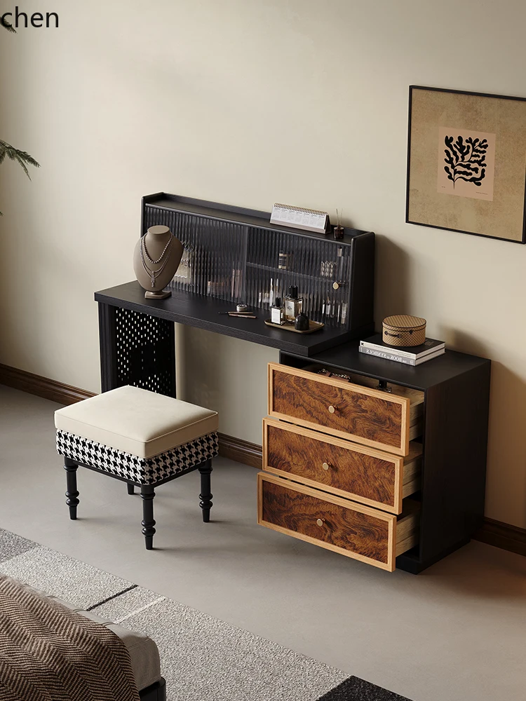 Chest of Drawers Extendable Solid Wood Storage Cabinet Corner Makeup Table