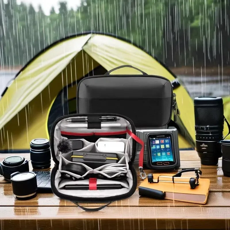 Portable double-layer multi-purpose fabric storage bag for travel cable storage waterproof and durable suitable for