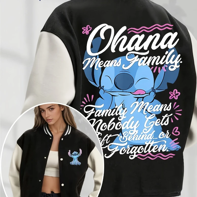 ديزني ستيتش المرأة البيسبول سترة الخريف/الشتاء مجموعة جديدة ريترو عارضة أزياء الرجال والنساء الشارع الشهير