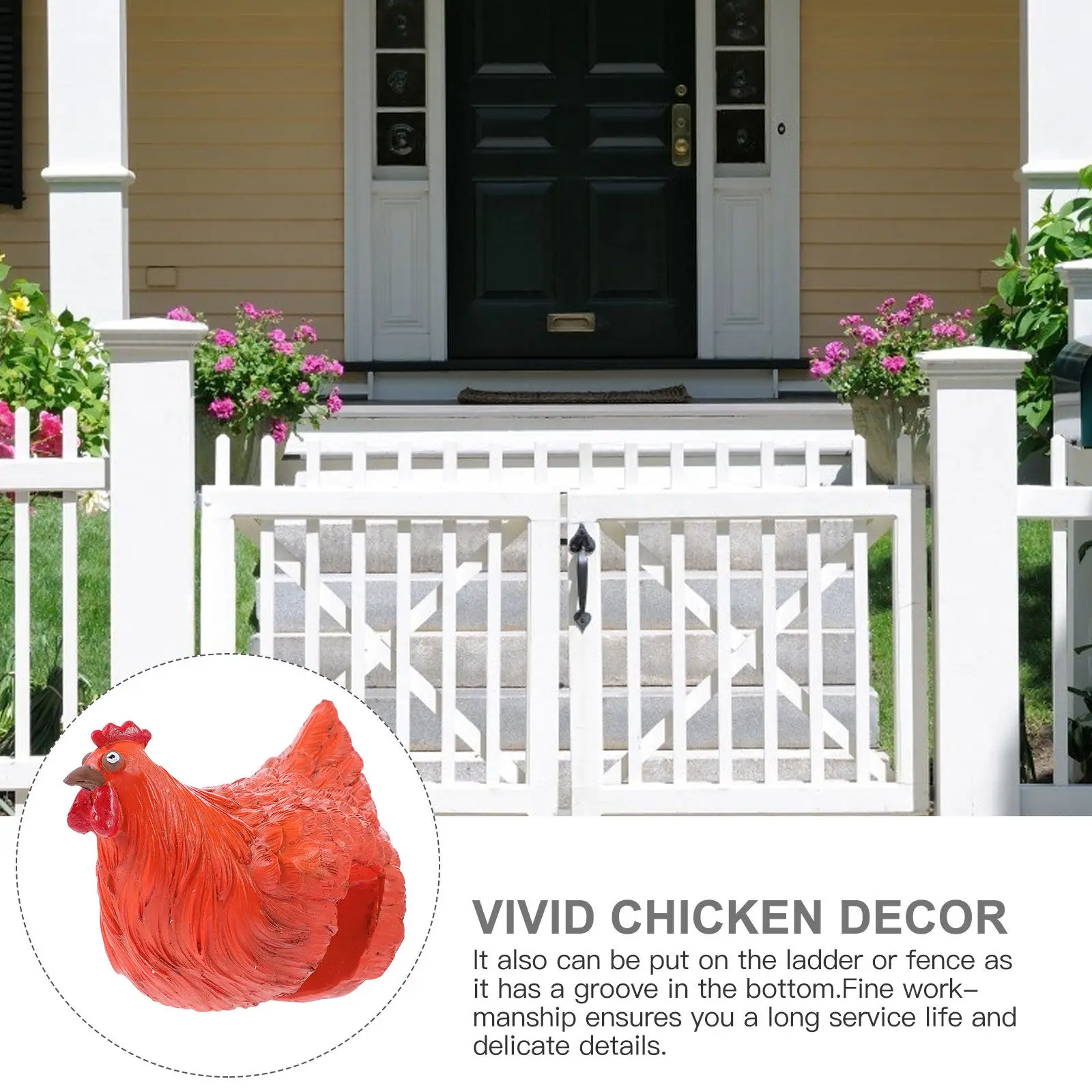 1Pcs Premium Resin Hen Sculpture Outdoor Decor Garden Chicken Adorn Lifelike Design Waterproof Courtyard Lawn Animal Statue
