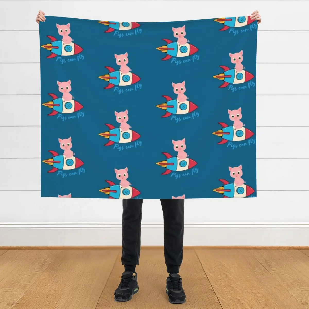 

Pigs can fly Throw Blanket Plaid on the sofa Blankets For Sofas Flannel Fabric Shaggy Blankets