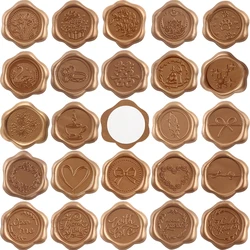 30pcs Wax Seal Stickers Love Newlywed Bow-knot Wreath with Words Open Me Thank you DIY Wedding Invitations Festive Envelope Wrap
