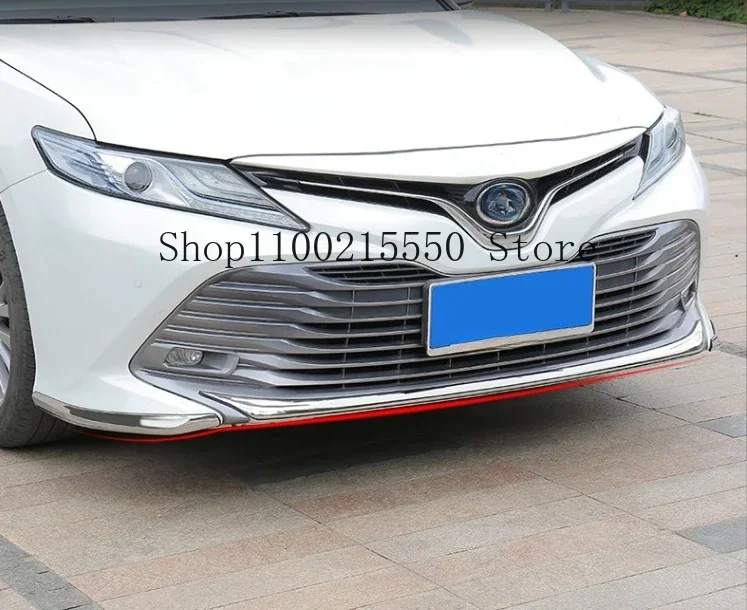 Car Body Bumper Engine ABS Chrome Trim Front Bottom Grid Grill Grille Edge Panel 1pcs For Toyota Camry 2018 -2023 Styling