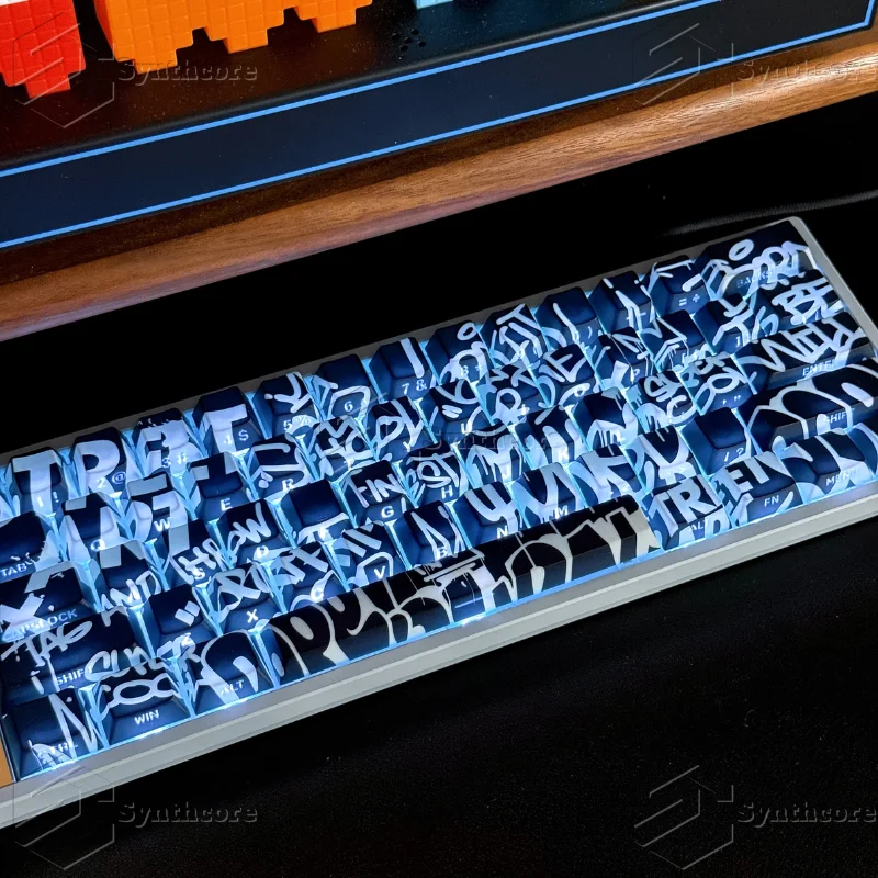 74 Kes Graffiti 2.0 Keycaps Translucent Keycap Side Print Keycaps PBT Dye-Sub Cherry for Mechanical Keyboard 61 65 68 87