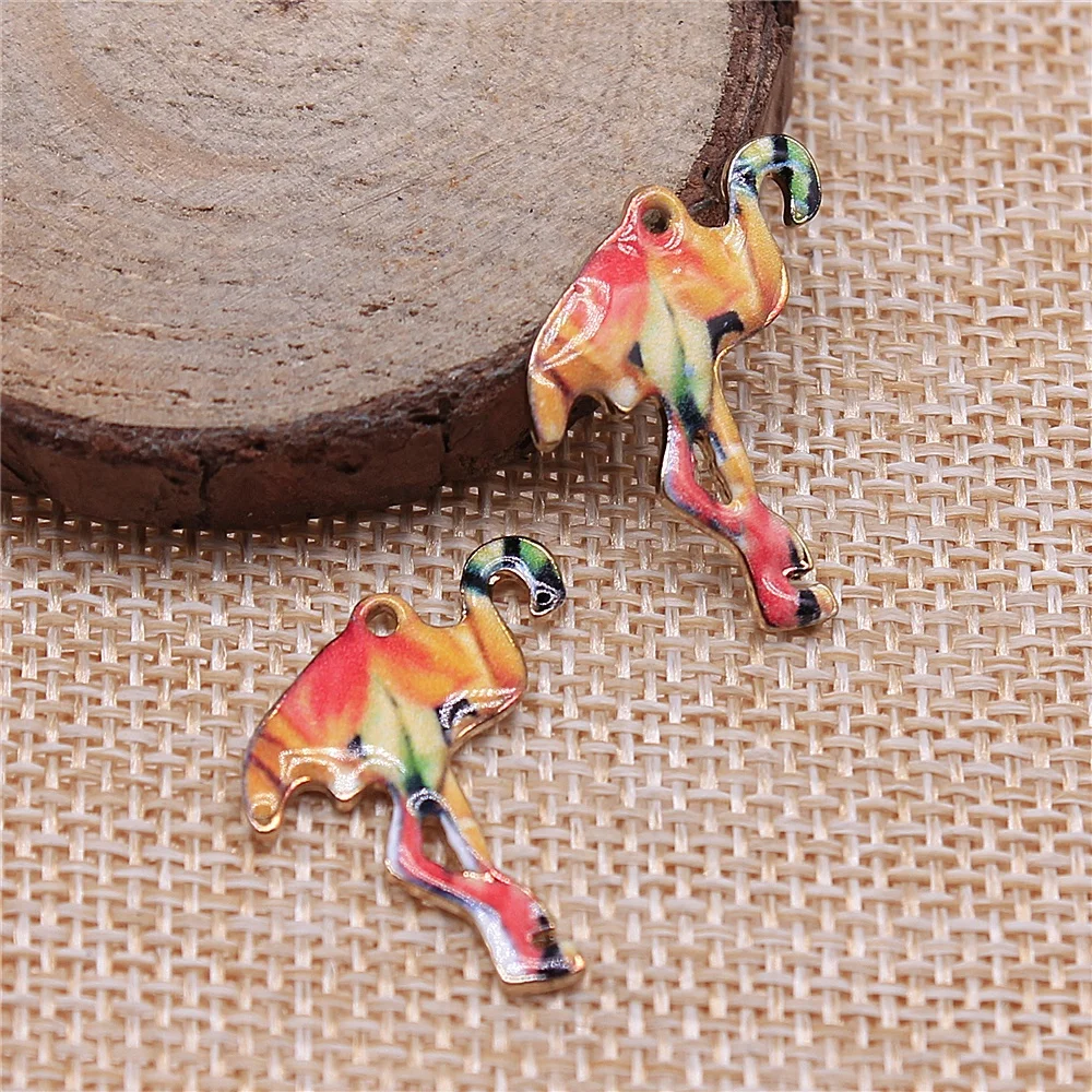 10pcs 24x16mm Flamingo Charms KC Gold Color Plated For DIY Jewelry Making Zinc Alloy Charms Pendant Jewelry Findings