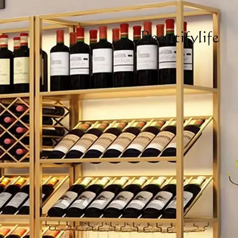 Q تخزين حامل النبيذ الفاخر الحد الأدنى رجل عرض غرفة المعيشة زجاجة حامل زجاجة تخزين الرف Botellero فينو بار الأثاث #5