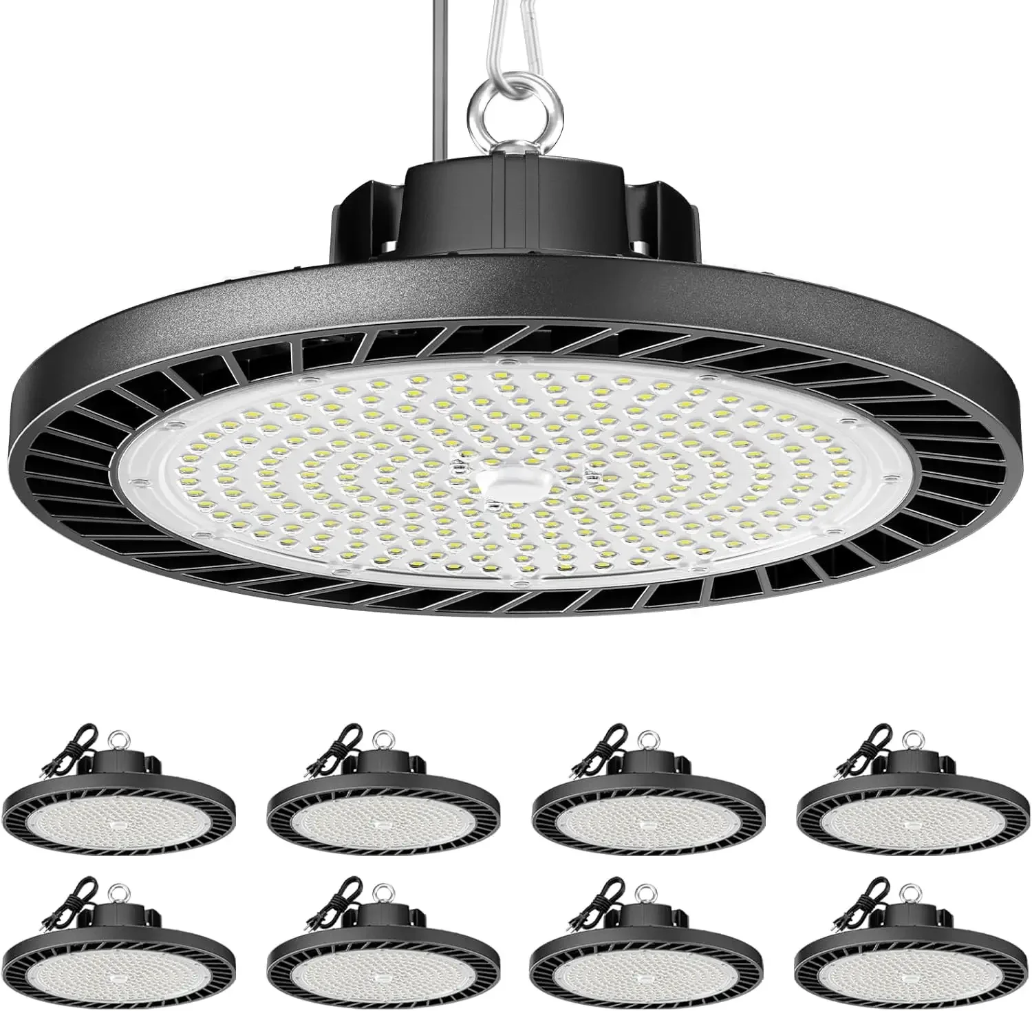

Bestseller8 Pack LED High Bay Lights 200W, 30000LM 6500K UFO High Bay Led Shop Lights AC100-277V with Plug Industrial Warehouse