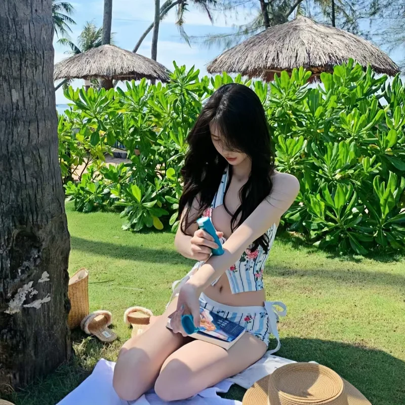

Женский раздельный купальник Holiday Island с цветочным принтом, глубоким V-образным вырезом, открытой спиной, Pure Desire, сексуальный дизайн, плоская подошва