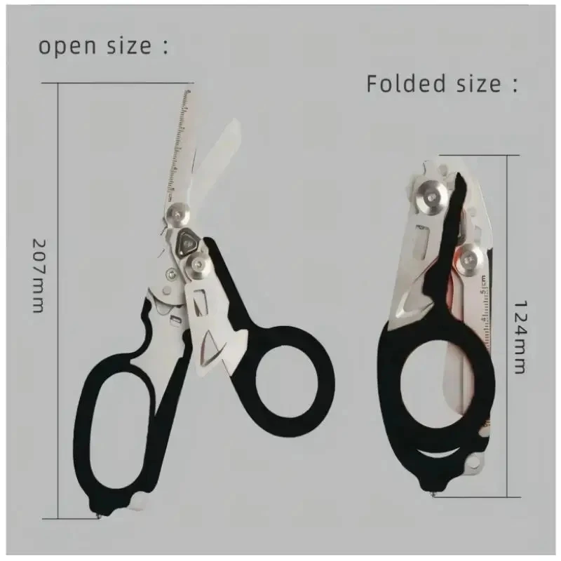 Multifuncional Outdoor Tactical Folding Scissors, Raptors portáteis, Tesouras De Emergência, Ferramenta De Sobrevivência