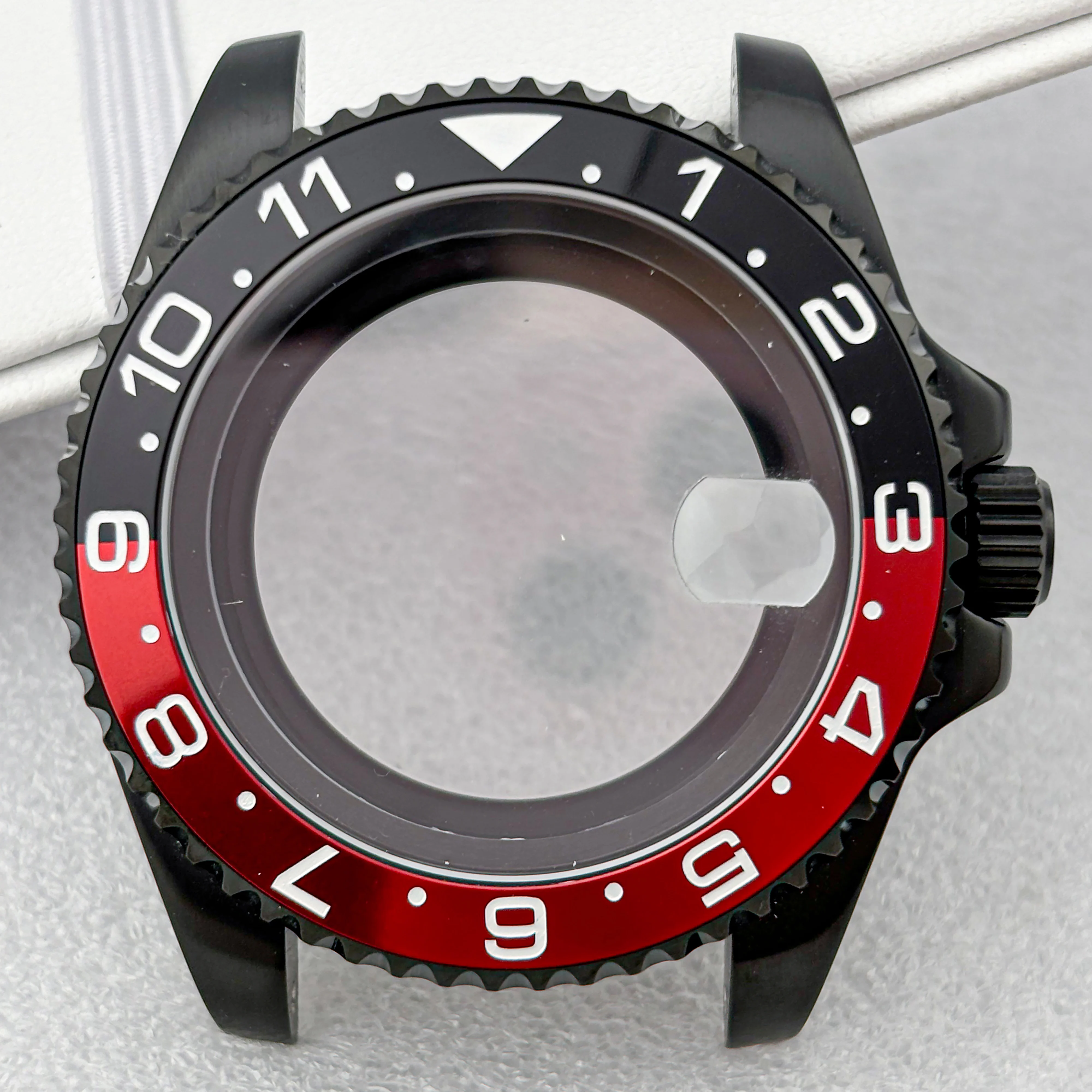 

40mm Black PVD NH35 Case Men Watch Case for GMT SUB NH34 NH35 NH36 movement 28.5mm Dial Sapphire Glass Waterproof Watch Cases