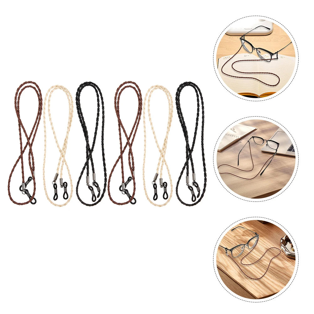 

6pcs Neck Hanging Eyeglasses Anti-Wear Glasses Ropes Portable Silicone Lanyards Sunglasses Holder Rope Flexible Glasses Chain