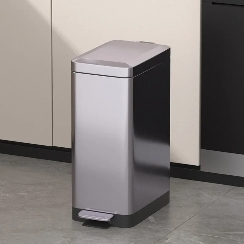 Stainless Steel Wastebin Luxury Bathroom Pedal Trash Can Large Capacity Wastebasket Food Waste Disposal Trash Bins Kitchen