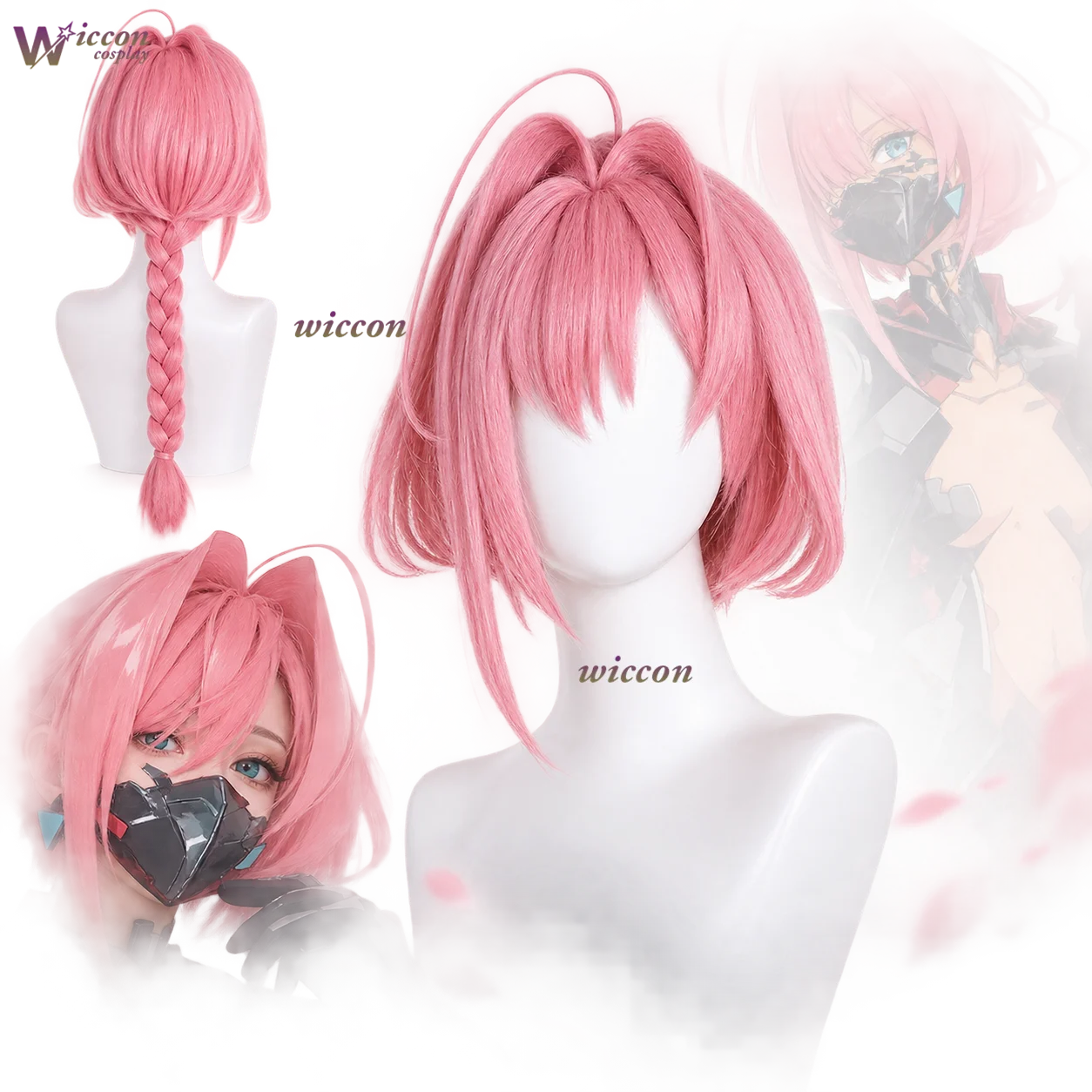 YesOk Anime Punk Cosplay Taliya Yang Fashion Pink Braided Long Ponytail Wigs Y2K Cartoon Synthetic Hair Halloween Party Cos