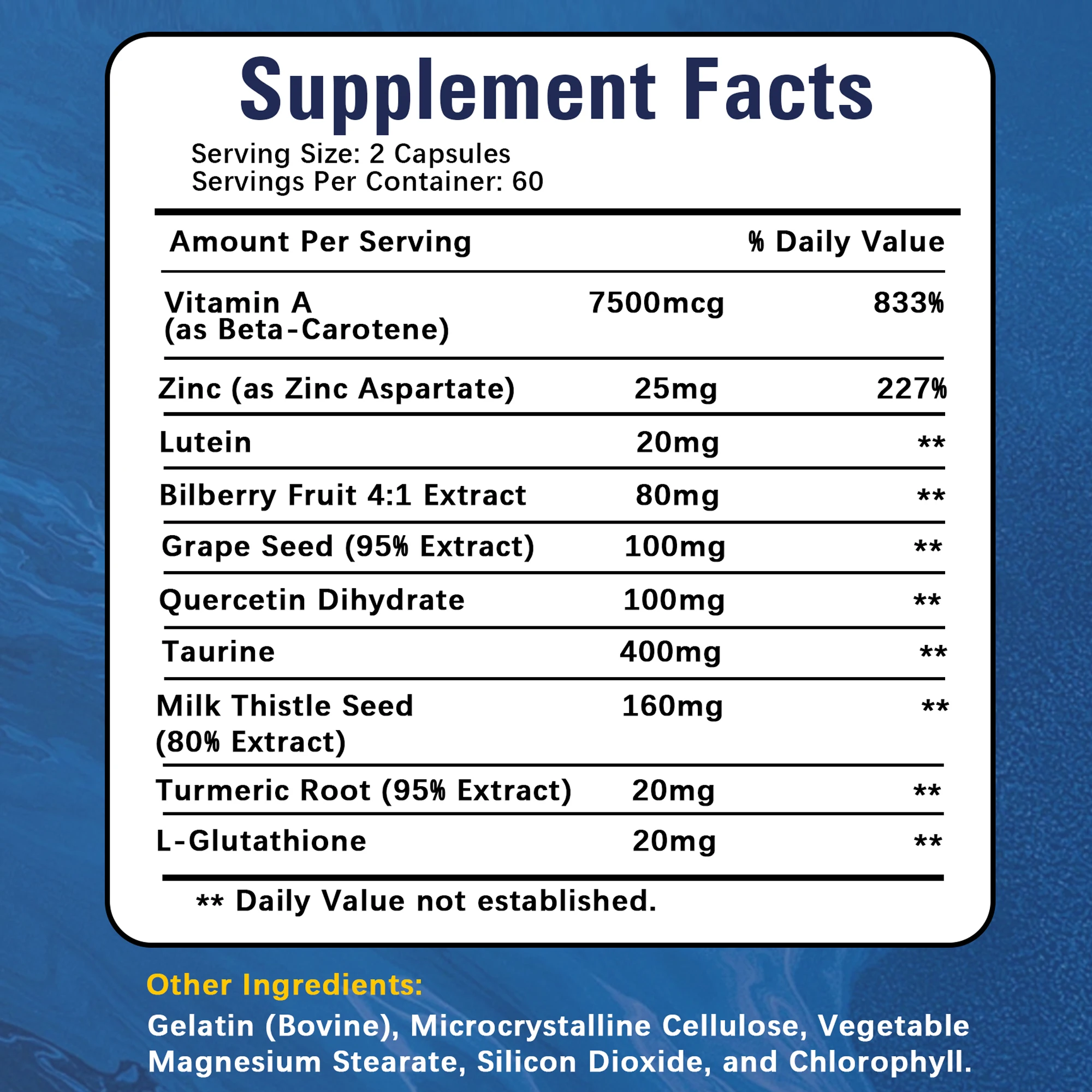 Vision Support Capsules - with Lutein, Bilberry - Helps Maintain Healthy Vision, Relieve Eye Fatigue, Dry Eyes Supplements