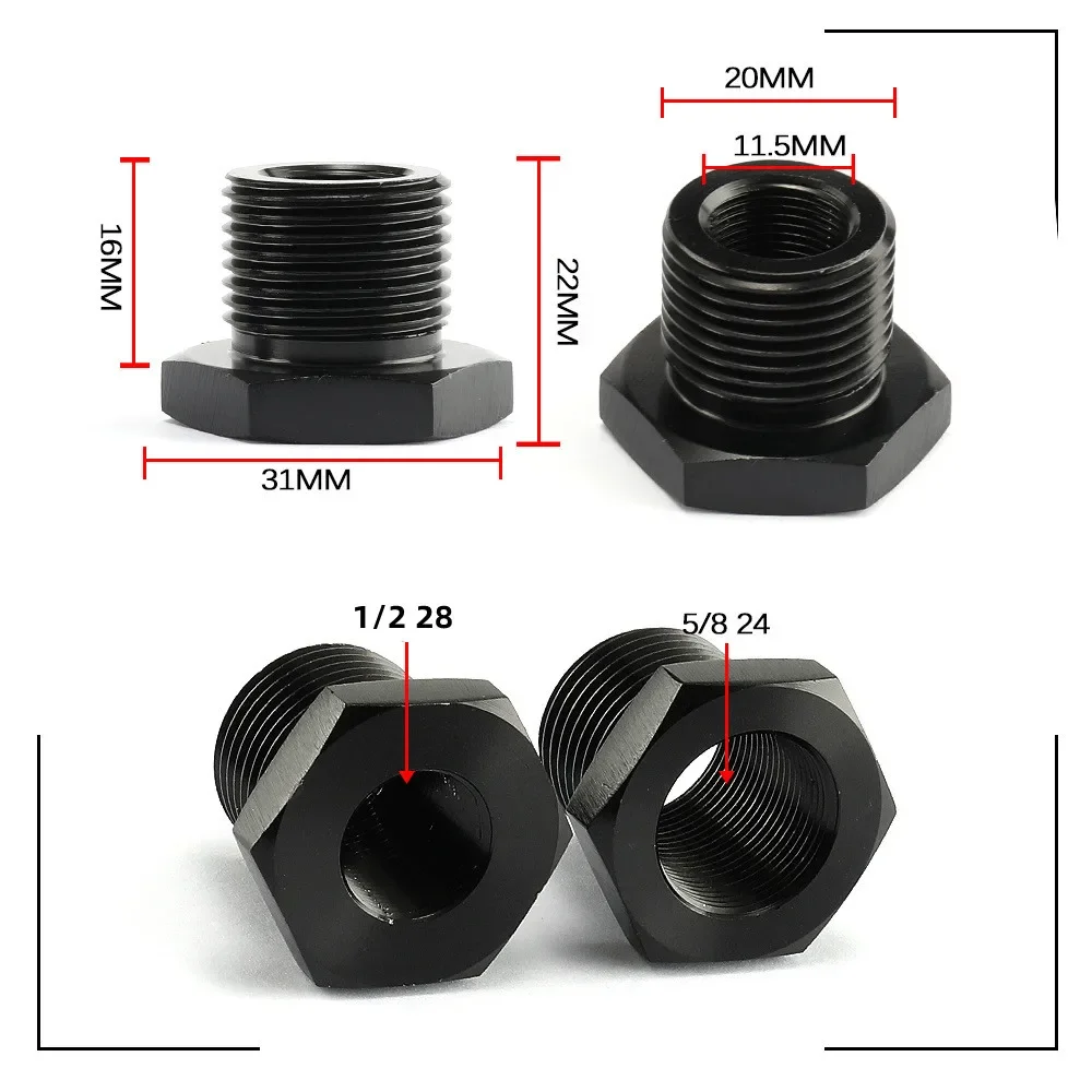 Automotive Threaded Oil Filter Adapter Black Aluminum Black