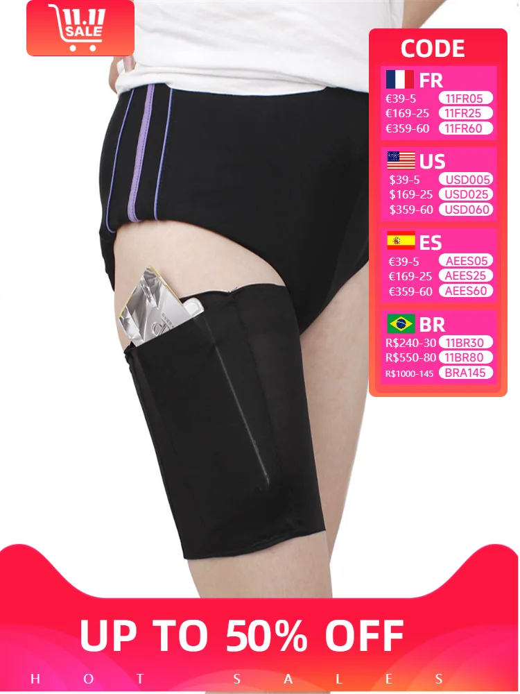 Sexy Inner Thigh Anti Chafing Thigh Bands Solid Phone Pocket Women Silicon Non Slip Leg Sleeves Sport Thigh Bands Leg Warmers