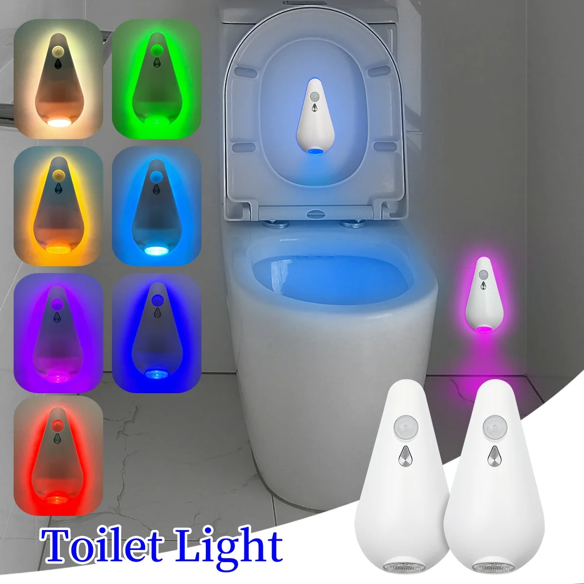 7Color Toilet Night Light Motion Sensor Light Toilet Bowl Light RGB Changing For Bathroom Decoration LED Rechargeable LED Light