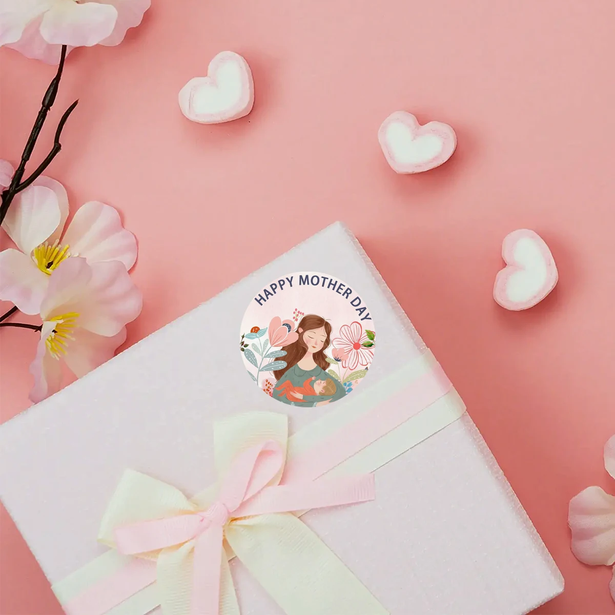 500 pçs feliz dia das mães adesivos 1 polegada presentes do feriado cartões decoração envelope selagem adesivos obrigado adesivos scrapbooking tag