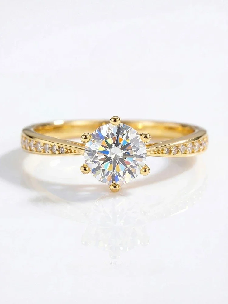 Luxuriöse 925 Sterling Silber Echte 0,5-1 Karat Moissanit Diamantringe für Damen Hochzeit Verlobung Original Edelstein Feiner Schmuck – Detail 4