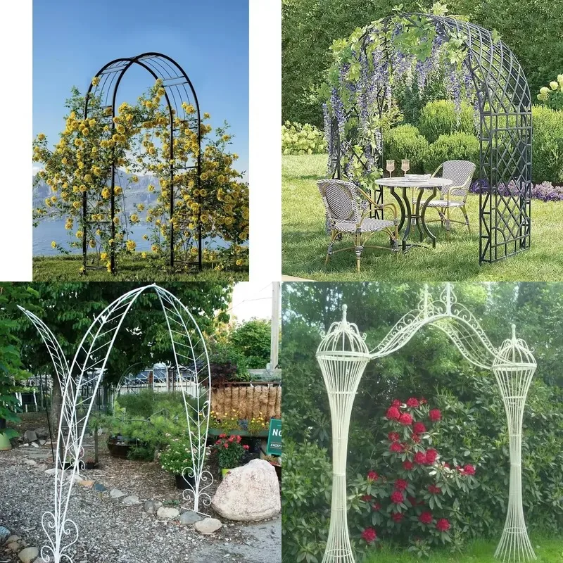 Curved Top Decorative Metal Arbor Vaulted Garden Passage Climbing Plant Frame Pavilion