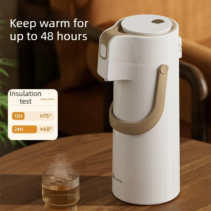 Large Capacity Air Pressure Thermos Flask Home Press Type Hot Water Dispenser Insulated Pot Heat Retention Water Bottle