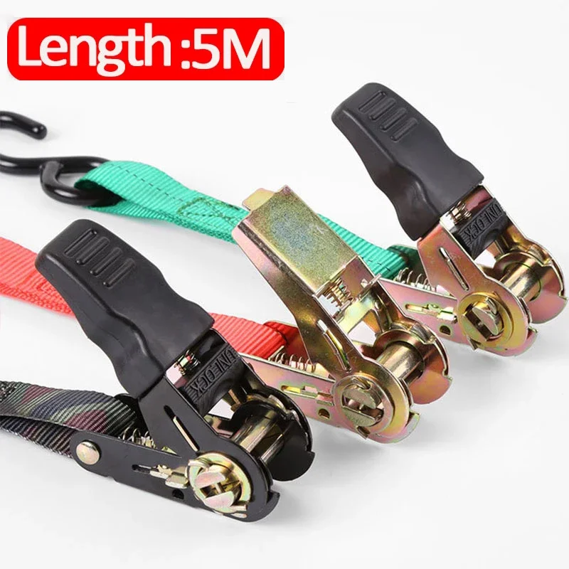 New 5M Car Motorcycle Cargo Strap Tension Rope Tie Down Strap Strong Ratchet Belt for Luggage Bag Lashing Rope elastic bands