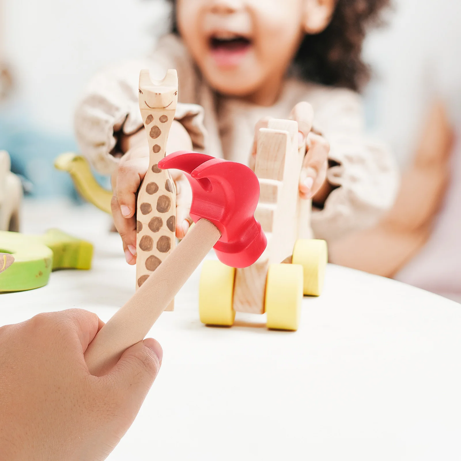 2 Stück Hammer Requisiten simuliert kleine Holz Kleinkind Mini Spielzeug Holz bearbeitung Handwerkzeug Hartholz Krabben Kinder