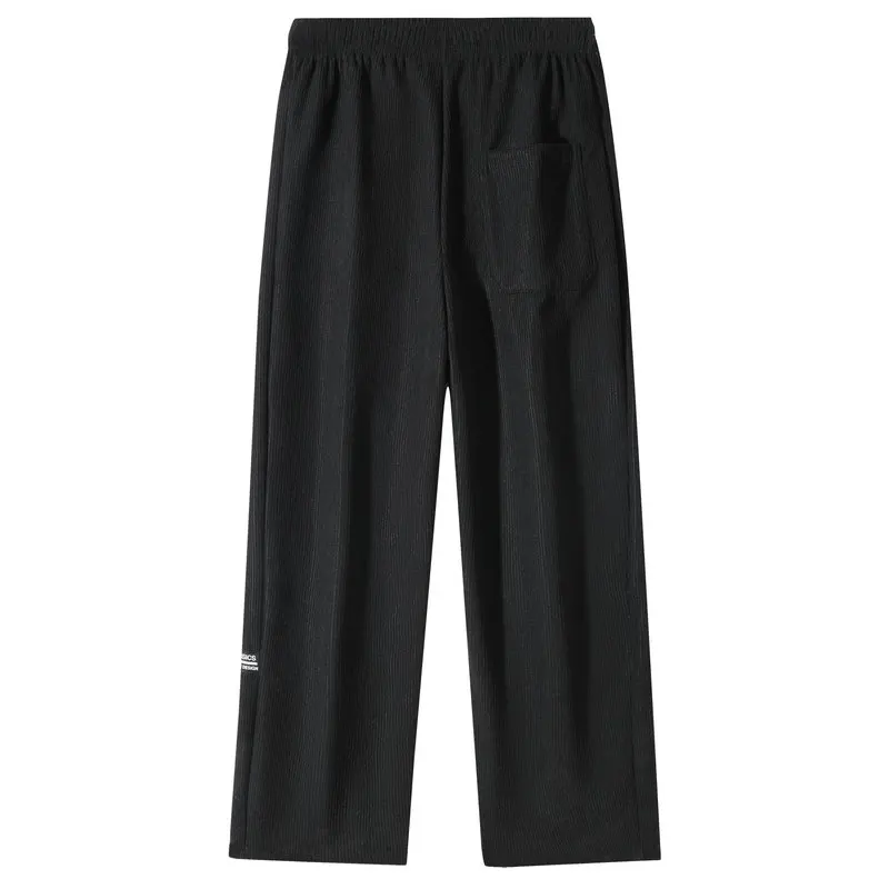 Winter Men's Thickened Loose Corduroy Casual Pants Drawstring Warm Straight Trousers Male Man Thermal Clothes Padded Sweatpants