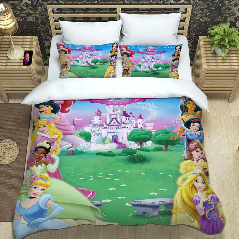 Cartoon Disney Princess Bedding Sets exquisite bed supplies set duvet cover bed comforter set bedding set luxury Birthday Gift