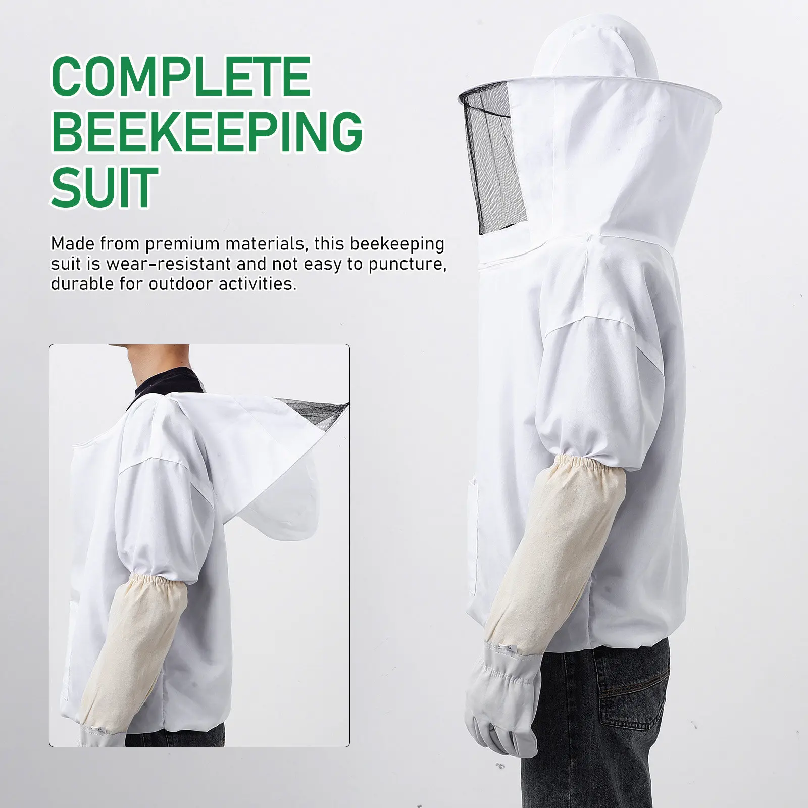1Set Beekeeping Protective Clothes Thick Fabric Ventilated Zippered Jacket Gloves Keeper Work Suit Suit Beekeeping Gloves