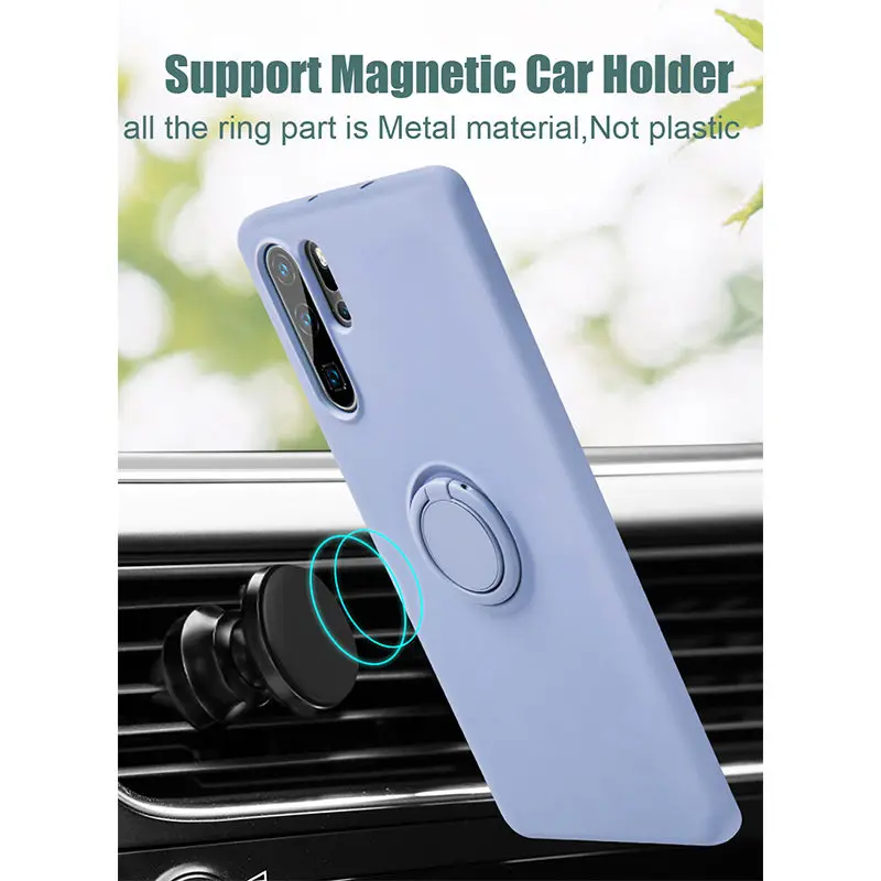 Soft silicone case for Huawei P30 P20 P40 Pro Lite Nova 5t mate honor 20 p30pro p30lite magnetic cover with ring holder