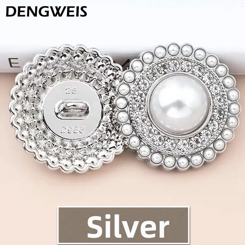 6 Stück 15–25 mm Strass-Verzierungen, Metall, goldfarbene Perlenknöpfe für Kleidung, Hemden, Mäntel, Strickjacken, DIY, Handarbeiten, Nähknöpfe – Detail 4