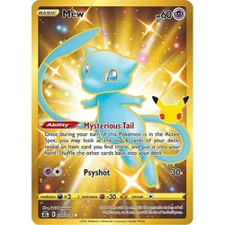 Tarjeta de colección Mew Ptcg de Metal dorado genérico, juguetes de regalo, bricolaje, 88x63mm