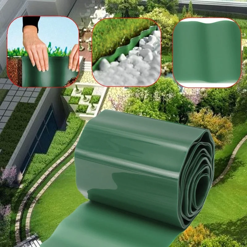 

9M Durable Plastic Garden Grass Fence Path Lawn Green Edge Gravel Border Tool PP Plastic Fence Insertion Fence To Spell