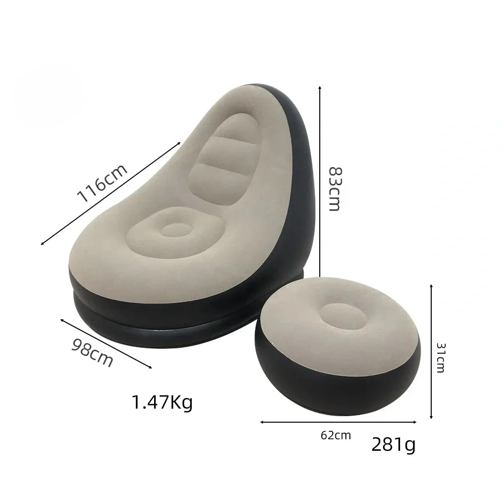 

2025 NEW Free Pump Inflatable Chair Inflatable Couch Lazy Sofa Air Sofa With Stool Foot