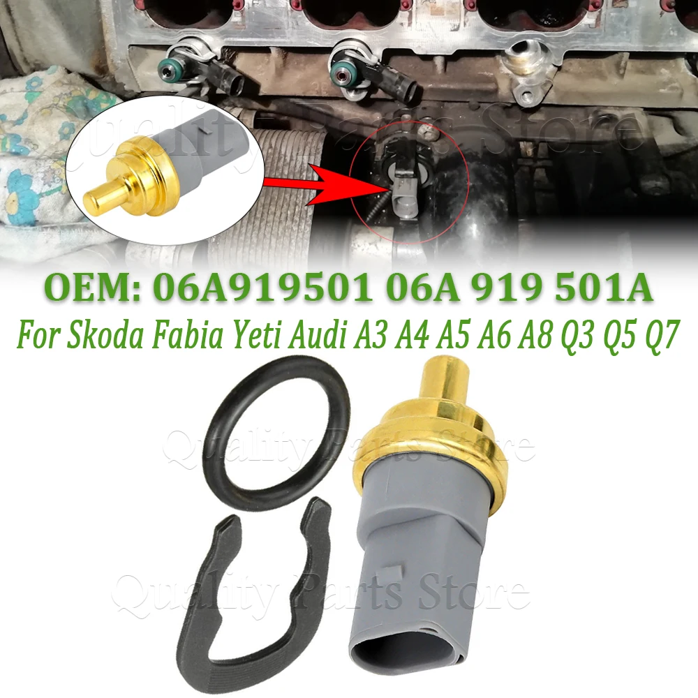 06A919501A 06A919501 06A 919 501A 06A 919 501 For Audi A3 A4 A5 A6 VW GOLF Seat Skoda Engine Coolant Temperature Sensor W/O-ring