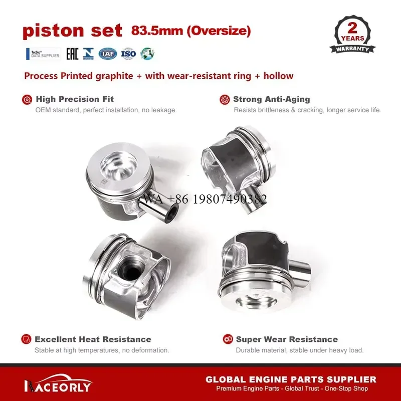 wmwmnu Pistons with Rings Set 83.5mm Oversize Pin 32mm for 20d AJ200DTD 204DTD Engine LR083155