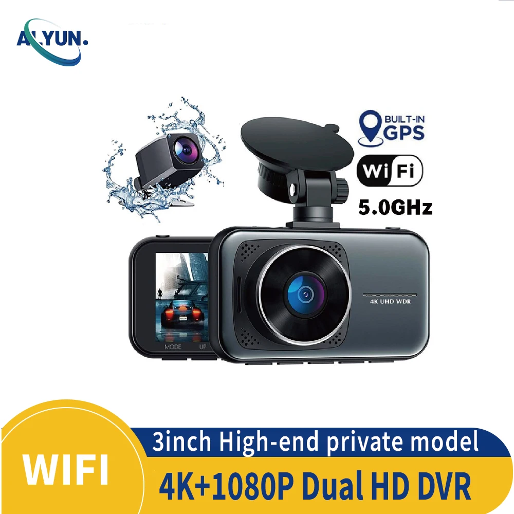 4K+1080P Dual lens Dash Cam Car DVR Ftont Rear Mobile WiFi APP Control WDR Video Recorder Night vision Car accessories