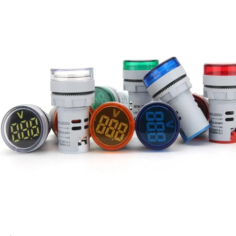 1 stks 22 MM Ronde Mini Digitale Voltmeter AC 20-500 V Volt Voltage Tester Meter LED Digitale Indicator Pilot Lamp Licht Display