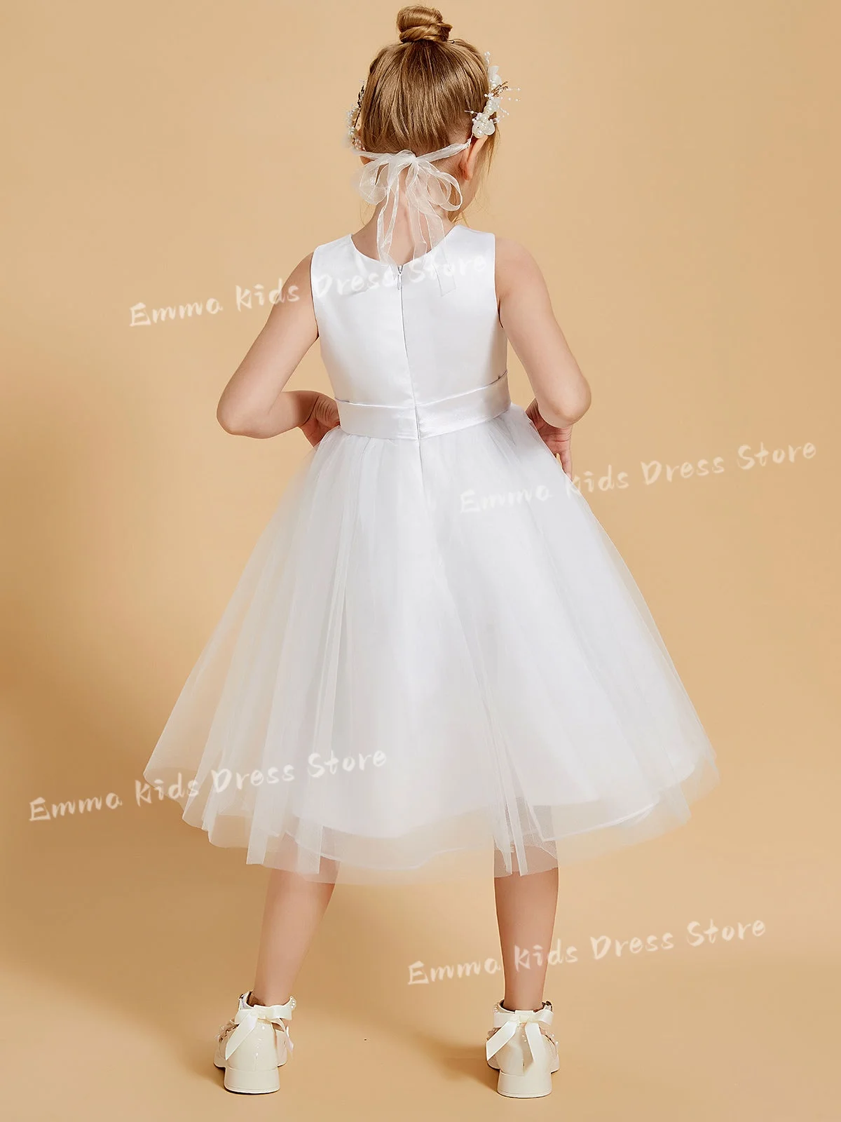 

Платье для девочки DROIS на заказ, белое, без рукавов, для свадьбы, первого причастия, дня рождения, бальное платье