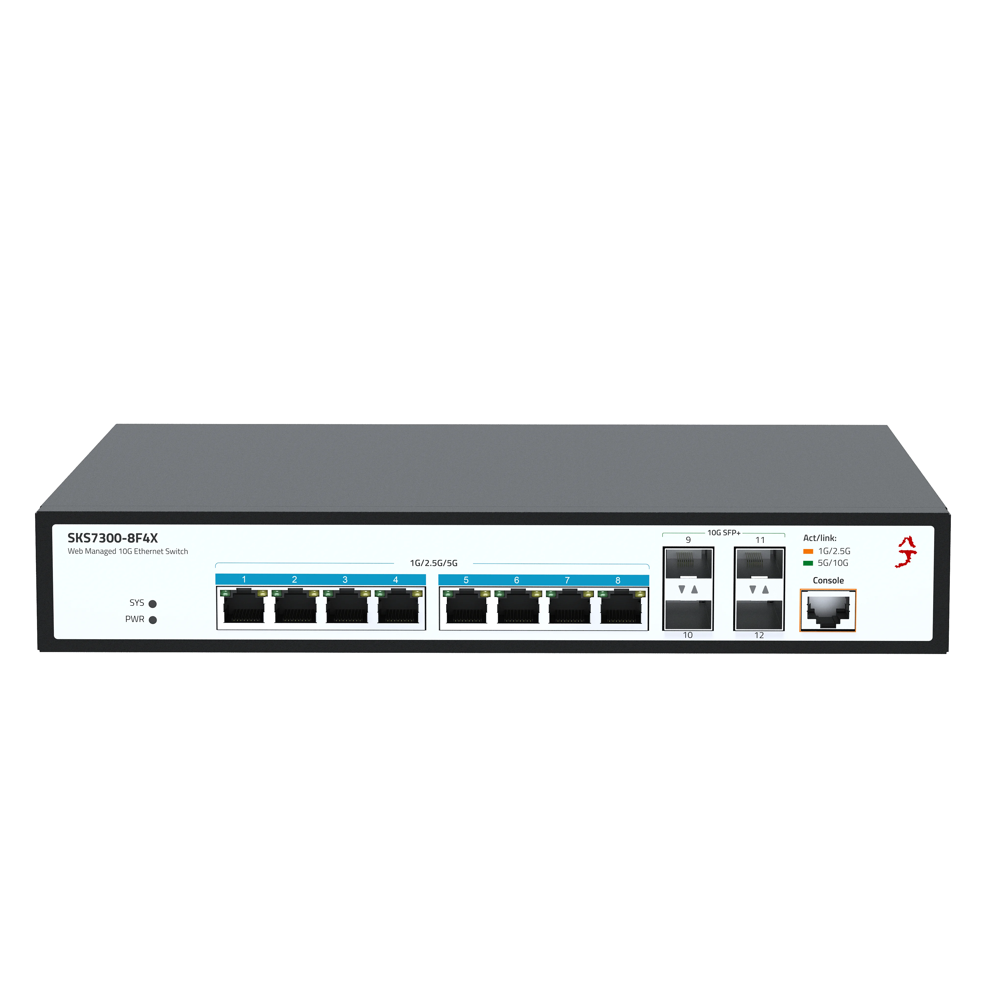 XikeStor L2 Managed Switch 8*5G RJ45 + 4*10G SFP+, VLAN/QoS/LACP, Rackmontage für Enterprise/SMB