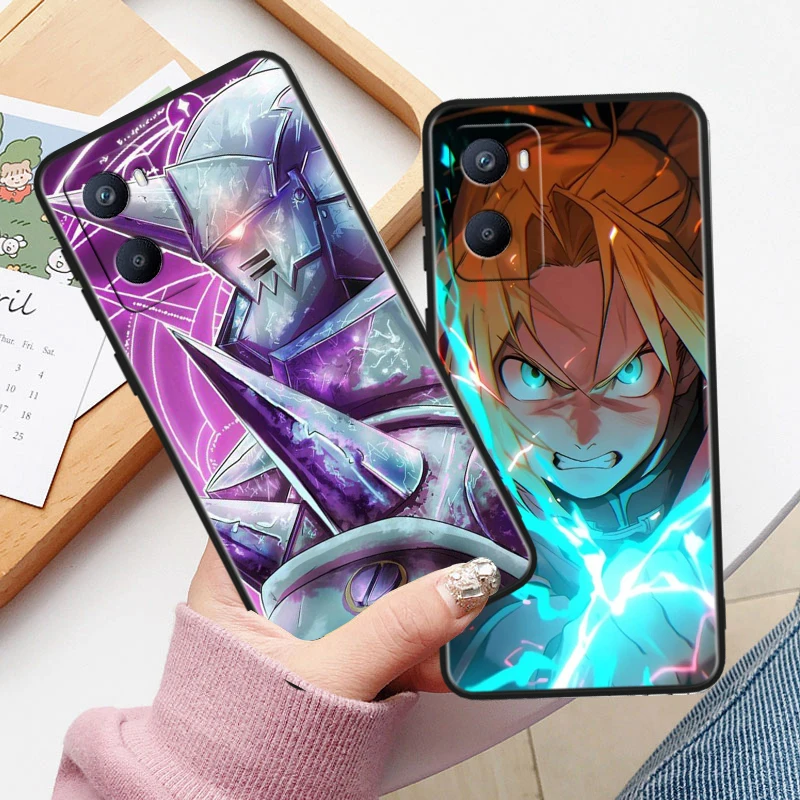 Fullmetal Alchemist Anime For OPPO Reno 10 9 8 7 6 5 4 2 Z SE Pro Plus Lite Black Silicone Shockproof Phone Case Cover