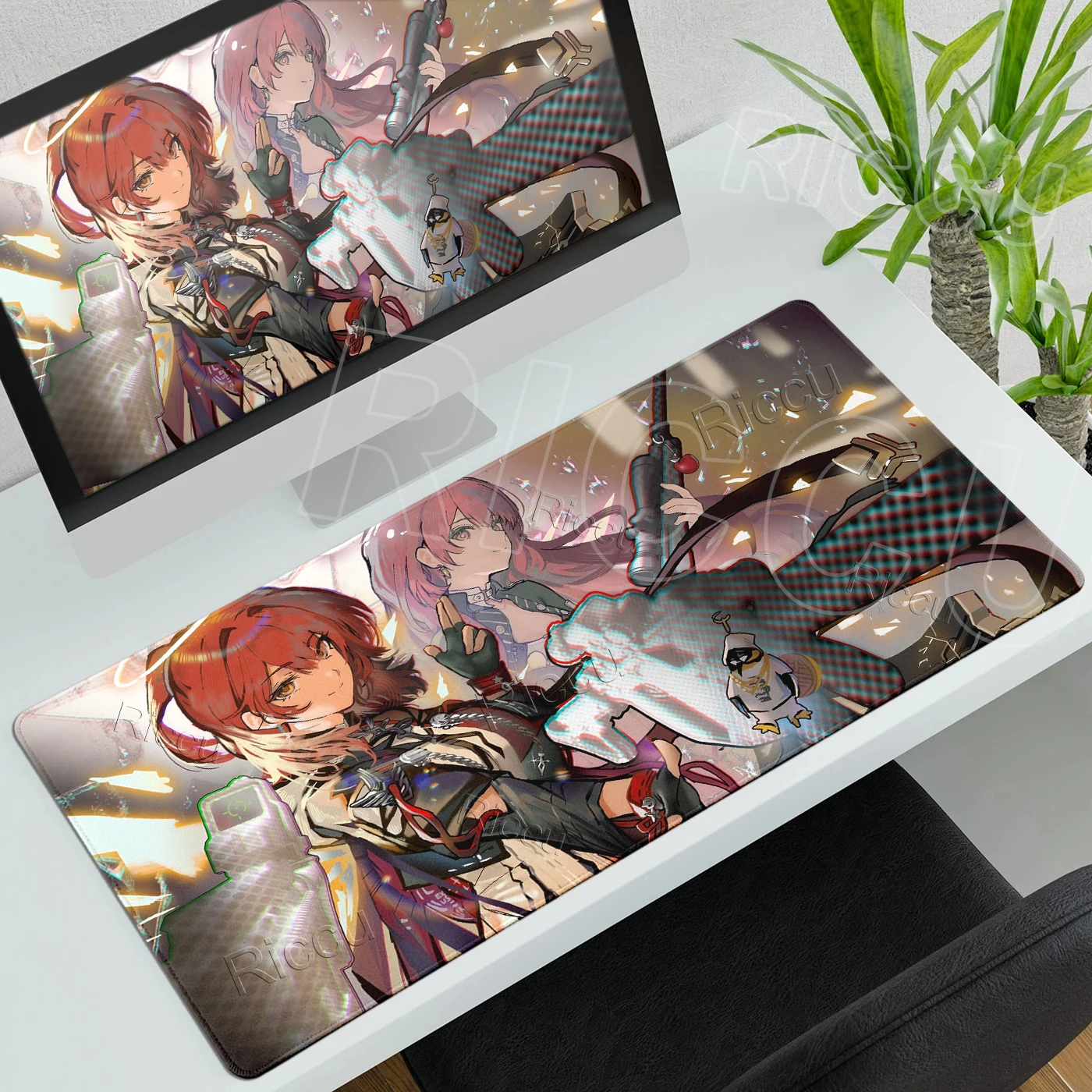 Large Anime Gamer Arknights Mouse Pad Pretty Girl Exusiai the New Covenant Gamer Room Decoration Playmat Stitched Edge Aesthetic